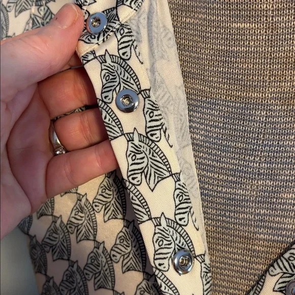 Tory Burch Blue Mini Zebra Printed Viscose & Silk Shirt Dress - Picture 11 of 15